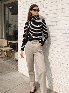 Ralph Lauren Striped Black & White Preppy Turtleneck Sweater women’s M/L
